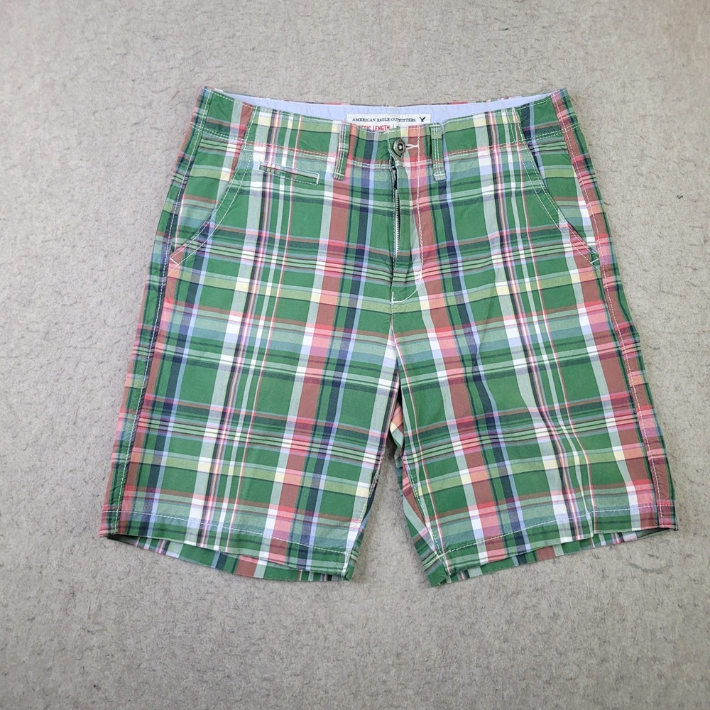 American Eagle Plaid Cargo Shorts Mens 32 Classic Length Skater Y2K Grunge New